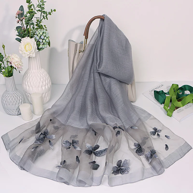 

Women Long Glitter Shimmer Muslim Viscose Head Wrap Hijab Scarf Female Solid Color Black