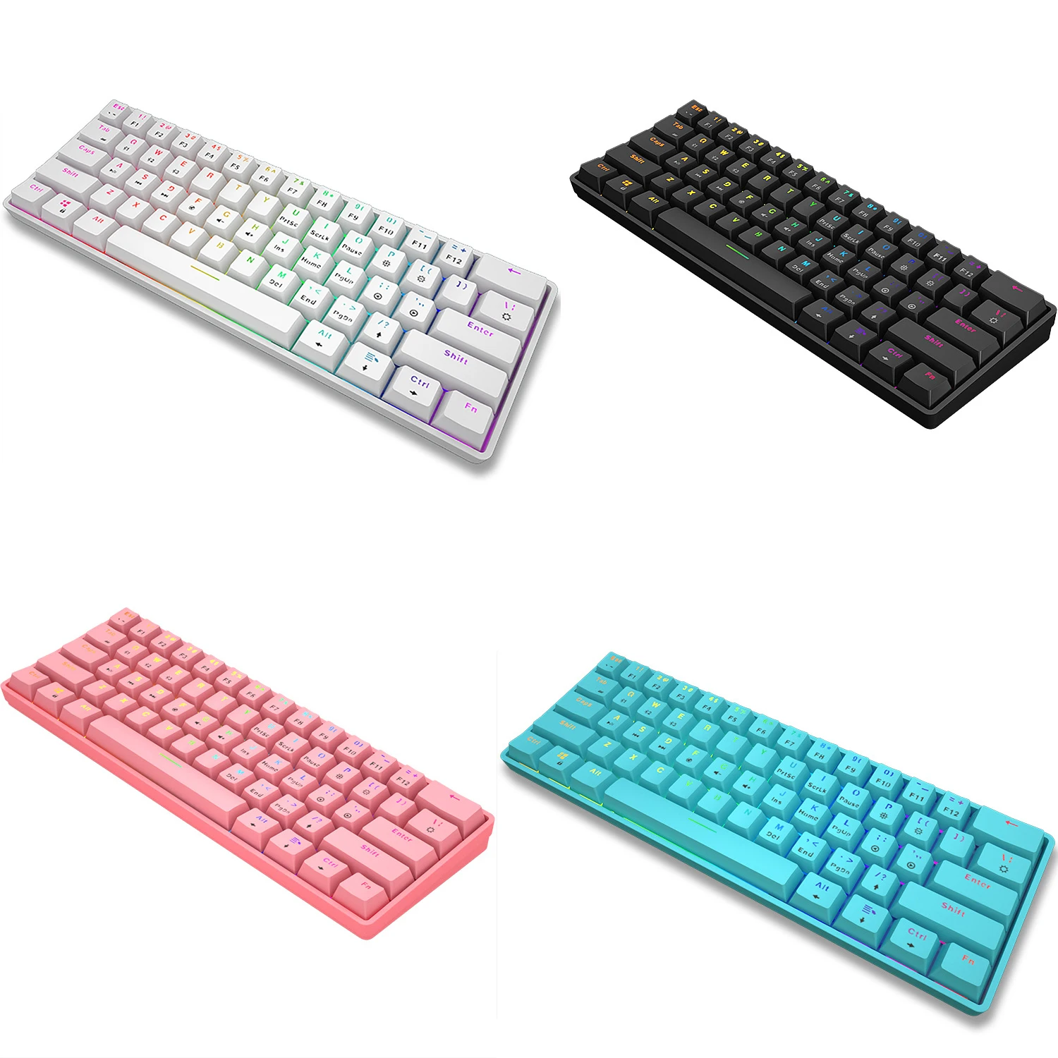 

Bluetooth механическая клавиатура беспроводная Двухрежимная BT/2,4 ГГц 60% RGB игровая клавиатура с защитой от фиктивных нажатий три режима подключа...