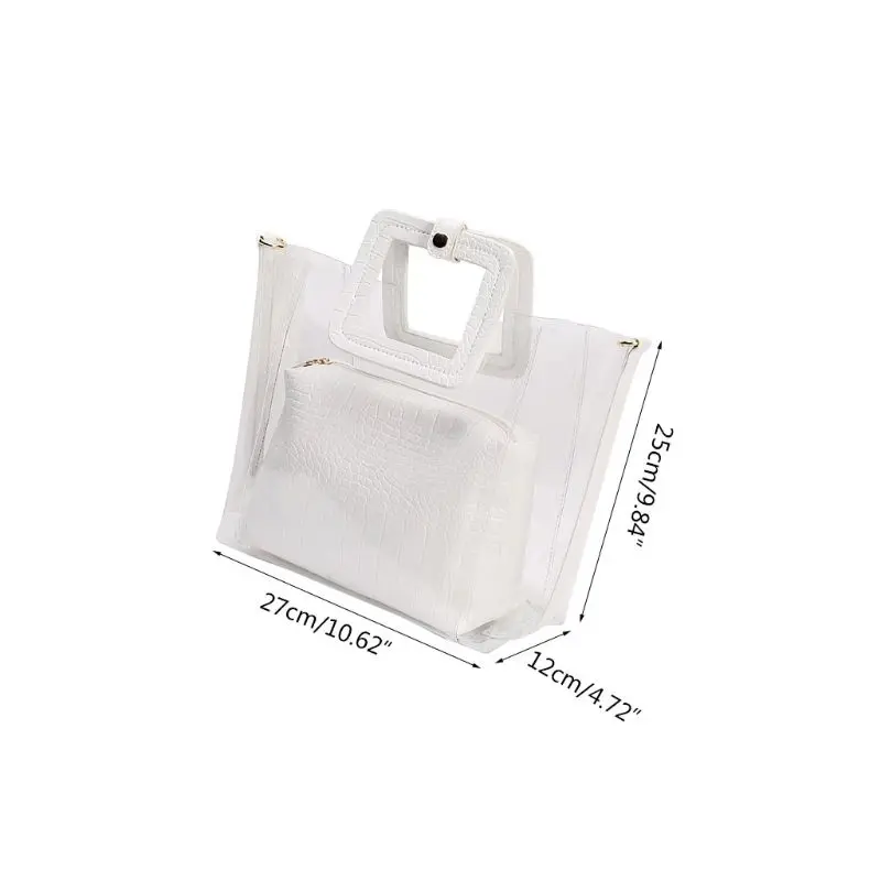 

Women's Transparent PVC Beach Handbag Tote Shoulder Crossbody Bag Summer Beach Mini Cosmetic Bags K5DA
