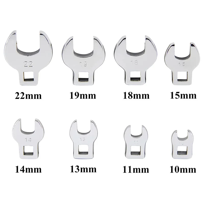 

Viktec Crow Foot Open End Spanner Set 8pc 3/8"Square Drive Metric Crowfoot Nut Wrench Set 10/11/13/14/15/18/19/22mm