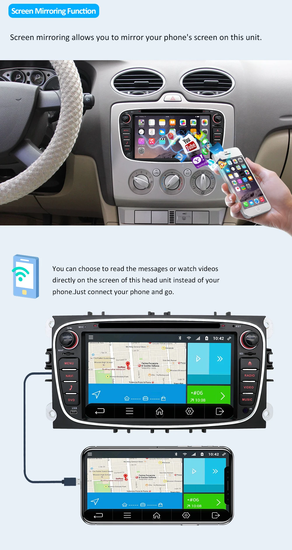 2G ram для ford s max 2 din радио для фокуса Кассетный плеер android радио тюнер управление рулем gps-навигация, dvd-плеер