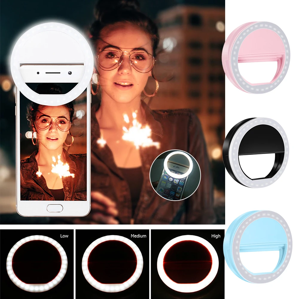 Горячая USB зарядка LED селфи кольцо свет для дополнительного освещения Ночная