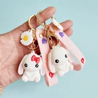 cute cartoon long ear bunny keychain pendant car bag doll pendant a pair of lovers boutique gift key chain accessories cute