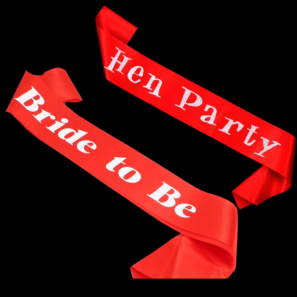 

2pcs Red ribbon wedding events 12pcs sashes for Hen party bride to be bachelorette event party supplies mariage bridal shower
