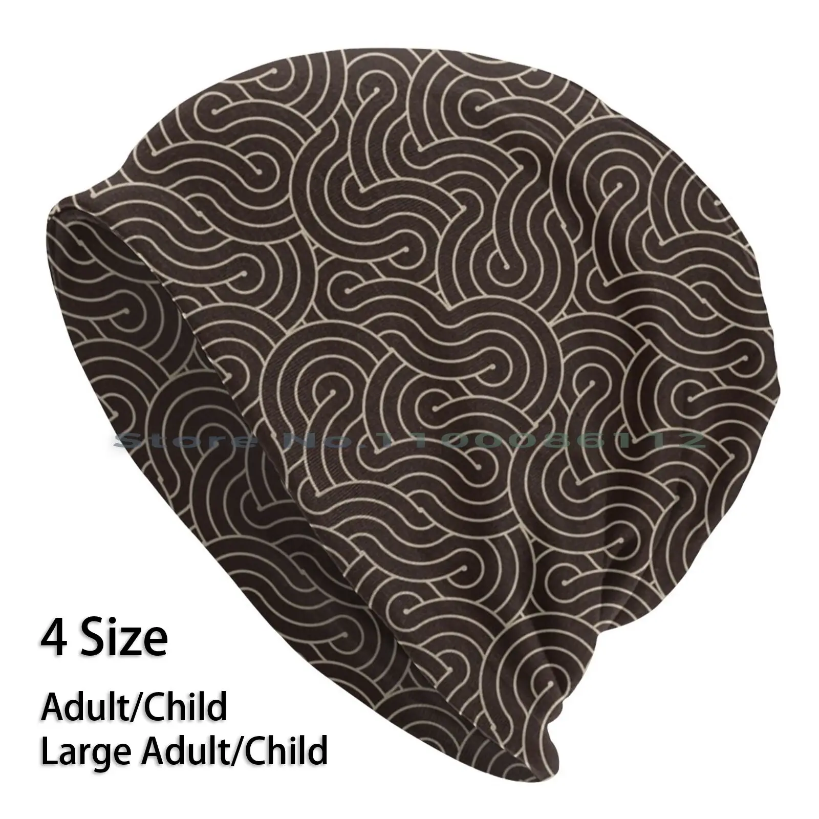 

Swirl / Coffee Beanies Knit Hat Pattern Abstract Geometric Modern Swirl Fluid Waves Circles Series Vector Graphic Brown Coffee