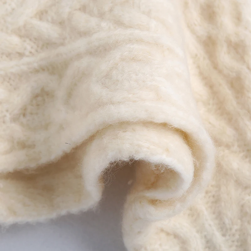 Женский пуловер с высоким воротом ZOEPO повседневный однотонный Бежевый свитер