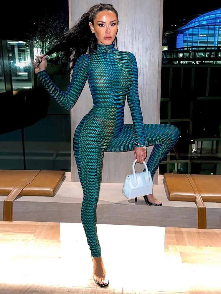 

Женский комбинезон с принтом в полоску Kliou, облегающий уличная одежда Y2K, хит продаж