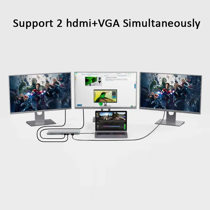 

12 IN 1 Type-C HUB to USB3.1 Multi-Function Dongle Adapter Converter USB-C Laptop Dock Station Hub