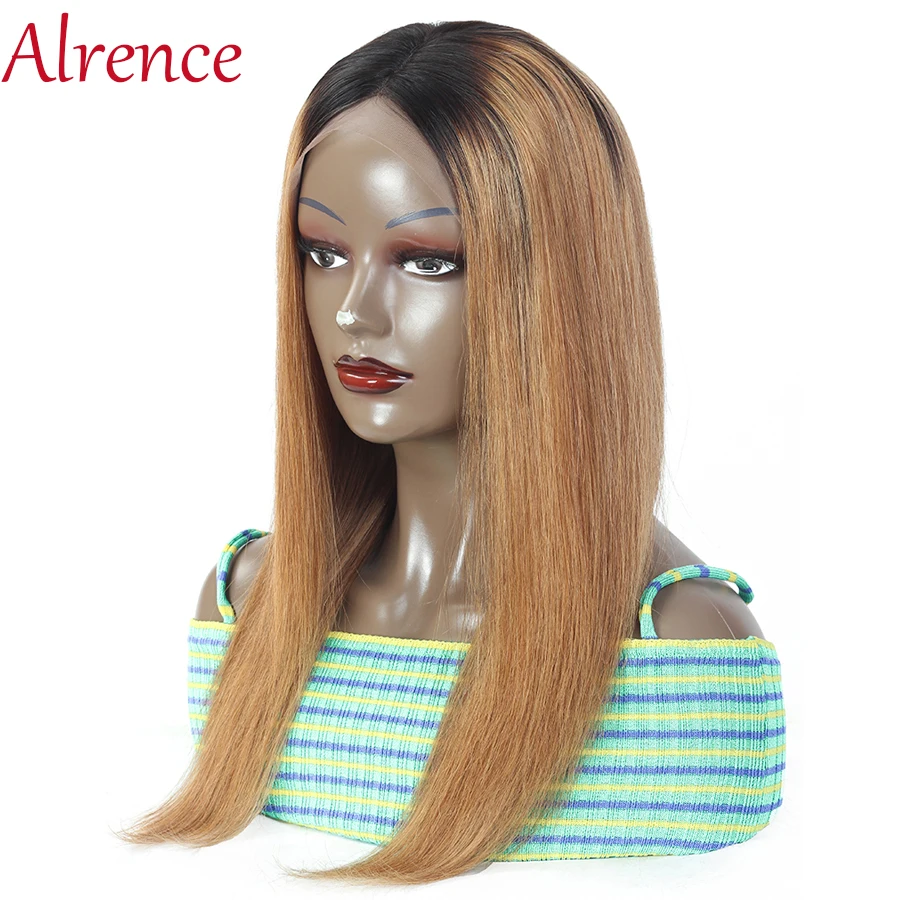 Омбре 1B 27 прямые человеческие волосы на кружеве длинные Wigs13 * 4 парик для женщин
