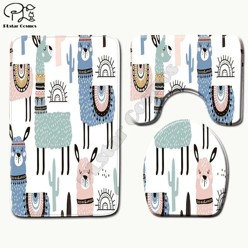 Cactus pattern funny 3D printed Bathroom Pedestal Rug Lid Toilet Cover Bath Mat Set drop shipping style-3 | Дом и сад