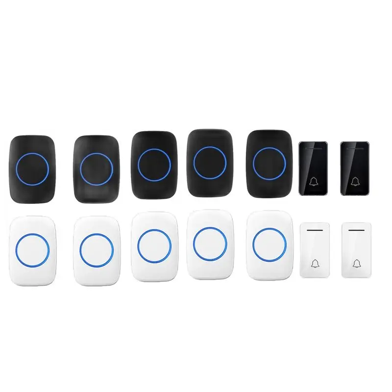 Wireless Door Bell Set With 5 Rings + 2 Emitter Free of Battery Cordless Doorbell IP44 200 Meters Chime By 110-240V SOS Button