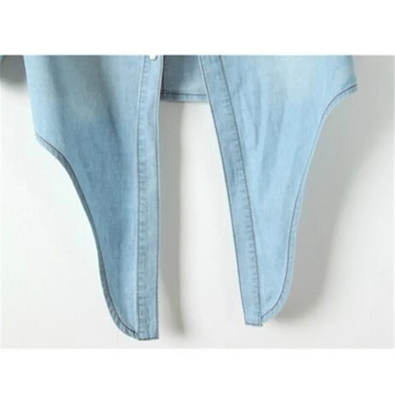 

Summer Casual cropped sleeves Women's shirt 2020 Denim cotton Short shirts button up blouse plus bigger women's sexy blouse tops