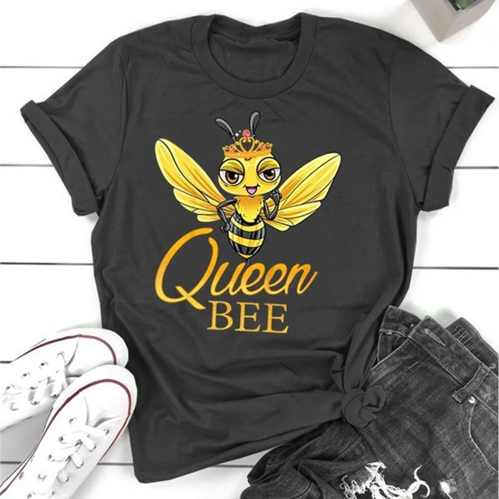 Забавные футболки queen bee женская Свободная рубашка Женская хлопковая модная