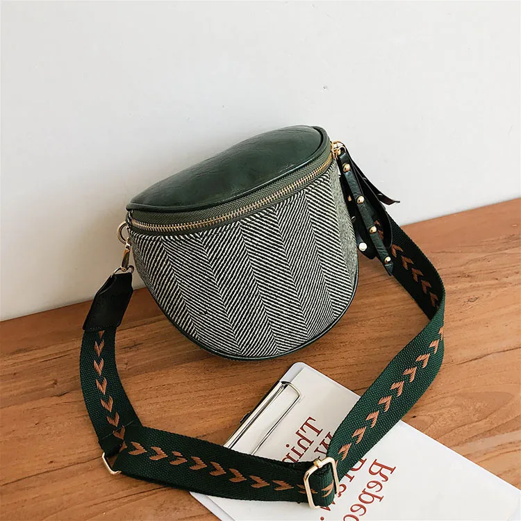 

Женская нагрудная сумка, шерстяная сумка-седло для женщин, сумка-мессенджер на плечо, маленькая Женская поясная сумка на широком ремешке, же...