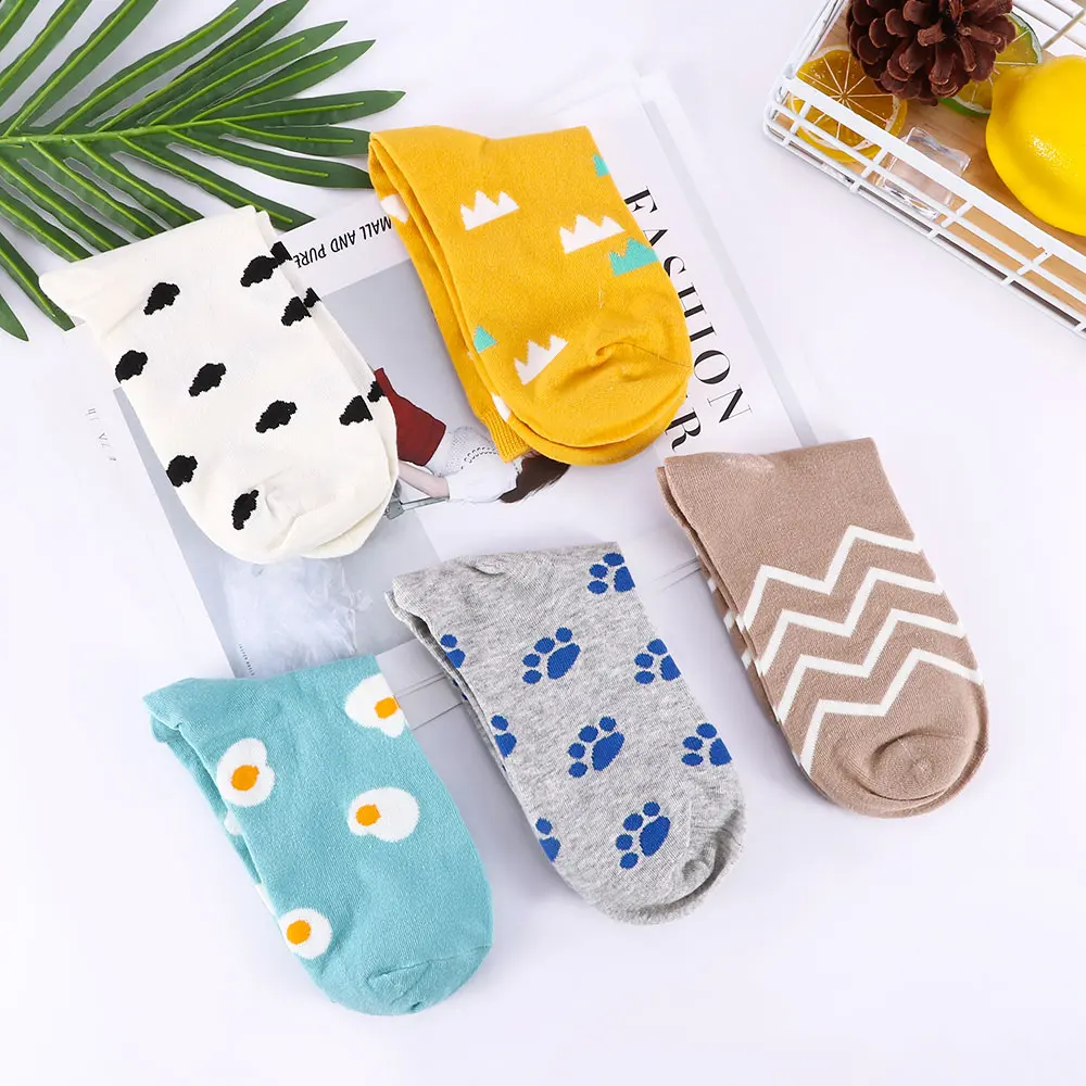 5 видов цветов Модные женские носки Сезон осень зима Теплые в полоску|Носки| |