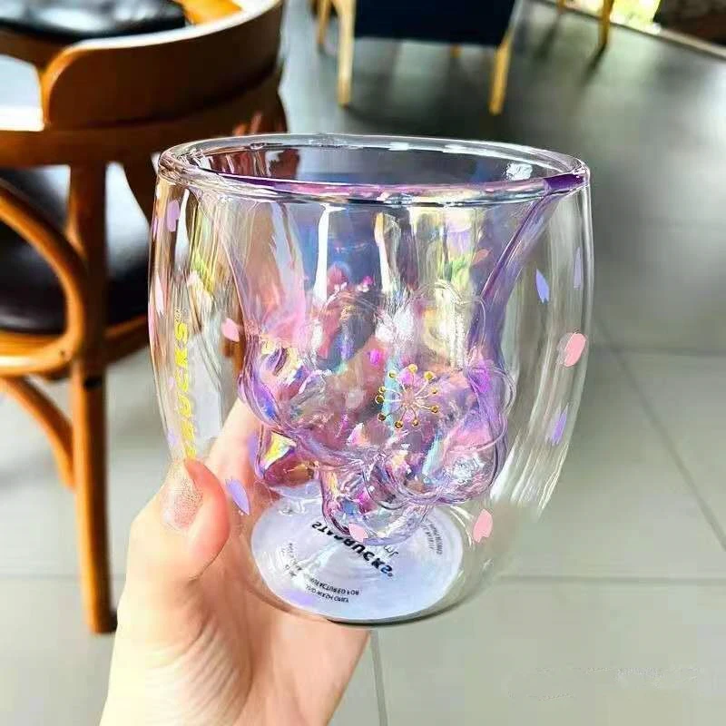 Кошачья лапа с когтями чашка двойными Стекло Кофе кружка рисунком милого кота