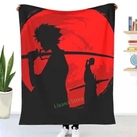 samurai sunset throw blanket 3d printed sofa bedroom decorative blanket children adult christmas gift