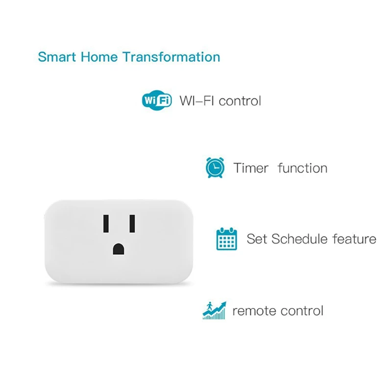 Smart US Plug WiFi Outlet работает с Alexa Google Home функцией таймера дистанционного управления 4