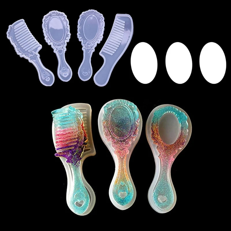 4 стиля гребень зеркало смолы литейная комплект пресс-форм силиконовые формы для
