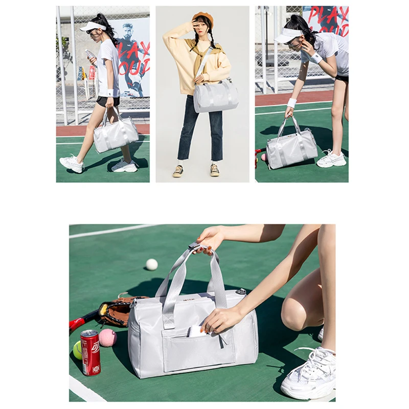 Outdoor Waterproof Nylon Sports Gym Bags Men Women Training Fitness Travel Handbag Yoga Mat Sport Bag with shoes Compartment