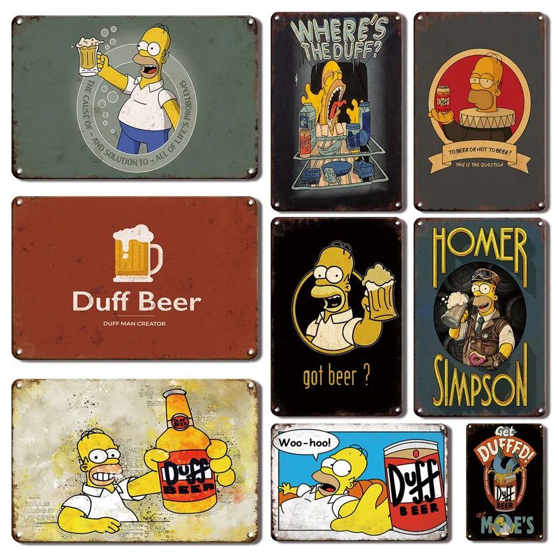 

Vintage Duff Beer Poster Metal Plate Kitchen Bar Decorative Tin Sign Retro Living Room Decoration Iron Painting Birthday Gift