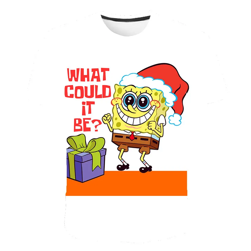 Новинка 2019 года футболки с 3D принтом Губка Боб Летняя Повседневная футболка