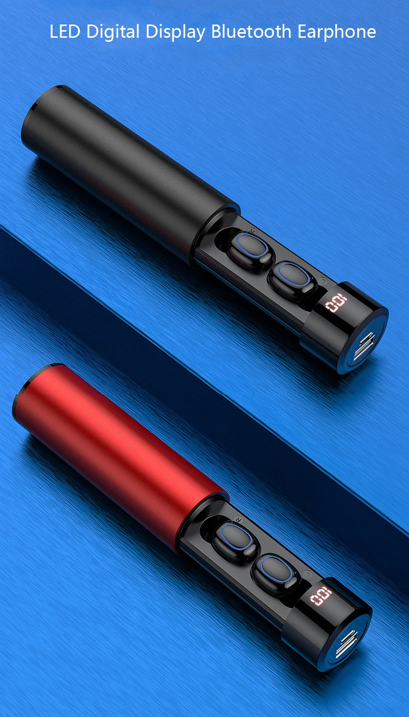 Светодиодный bluetooth-наушник с сенсорным экраном, мини TWS, беспроводные наушники V5.0, 6D, стерео звук, 3500 мА/ч, внешний аккумулятор, IPX6, водонепроницаемые наушники