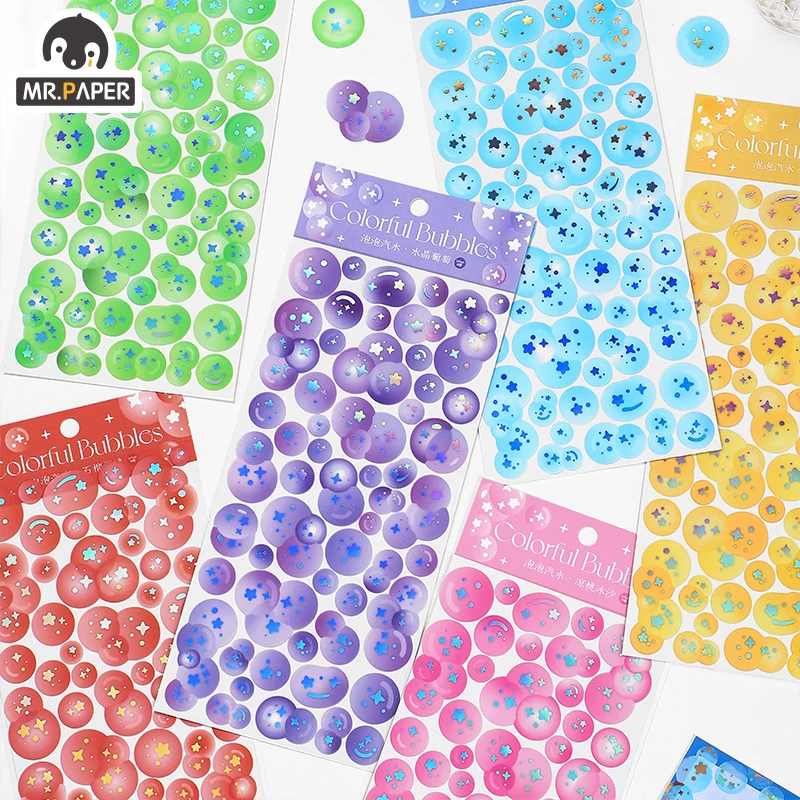 

Mr Paper 6 Designs 1Pc/Bag Bubble Soda Series Creative Hand Account DIY Decorative Collage Material Plain Board Sticker