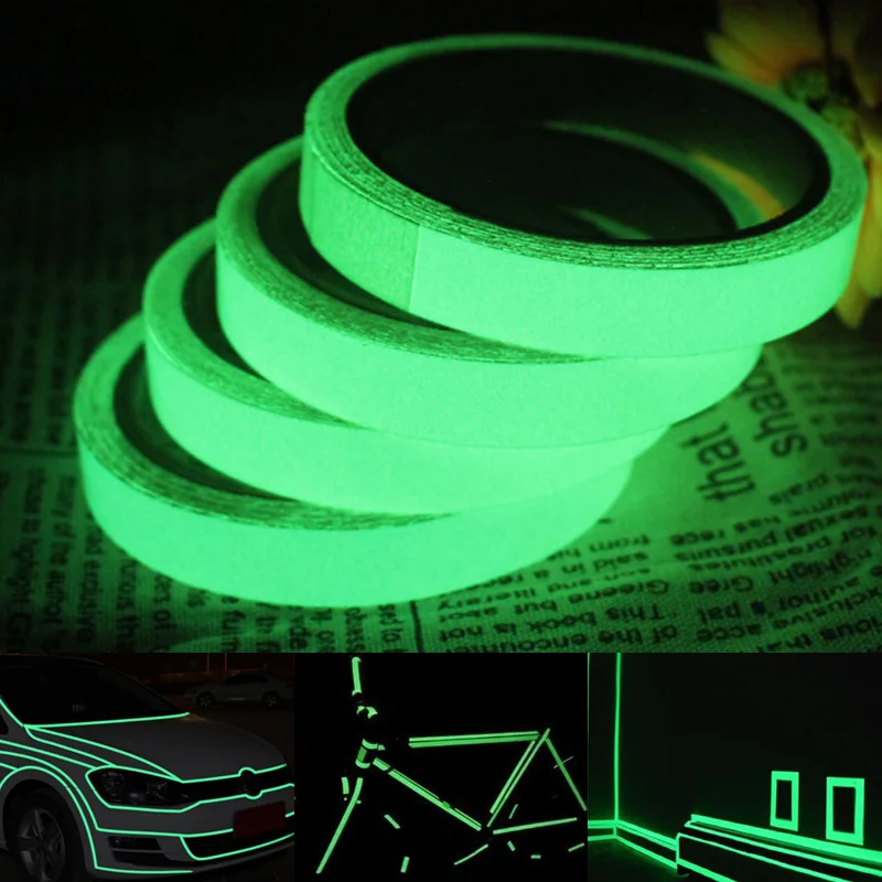 3 м светящаяся флуоресцентная Ночная самоклеящаяся зеленая светится в темноте