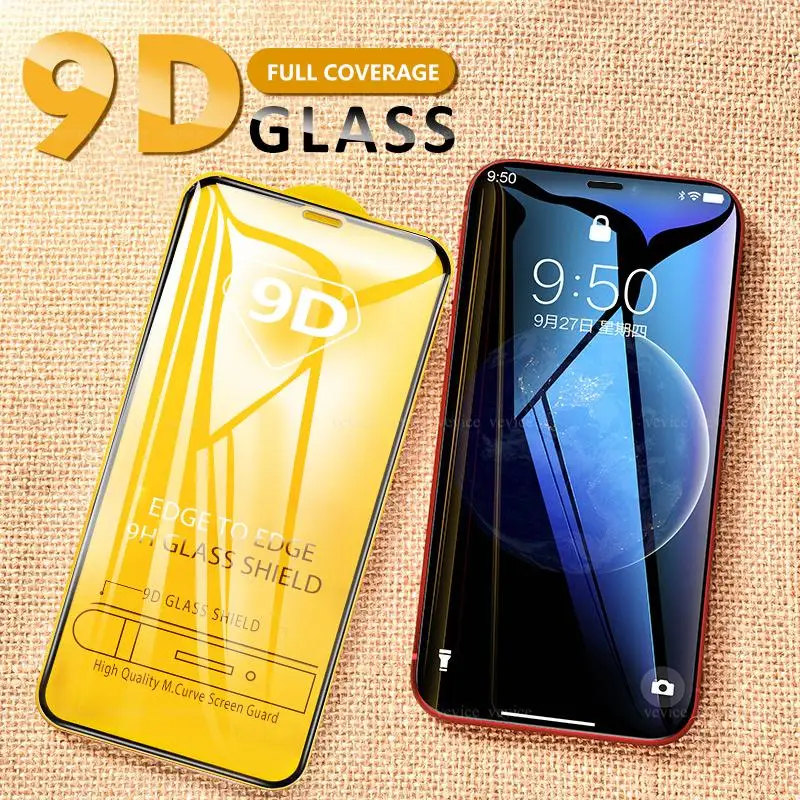 9D экран из закаленного стекла для XsMax iPhone 8 7 6 Plus XR X полное покрытие кристально