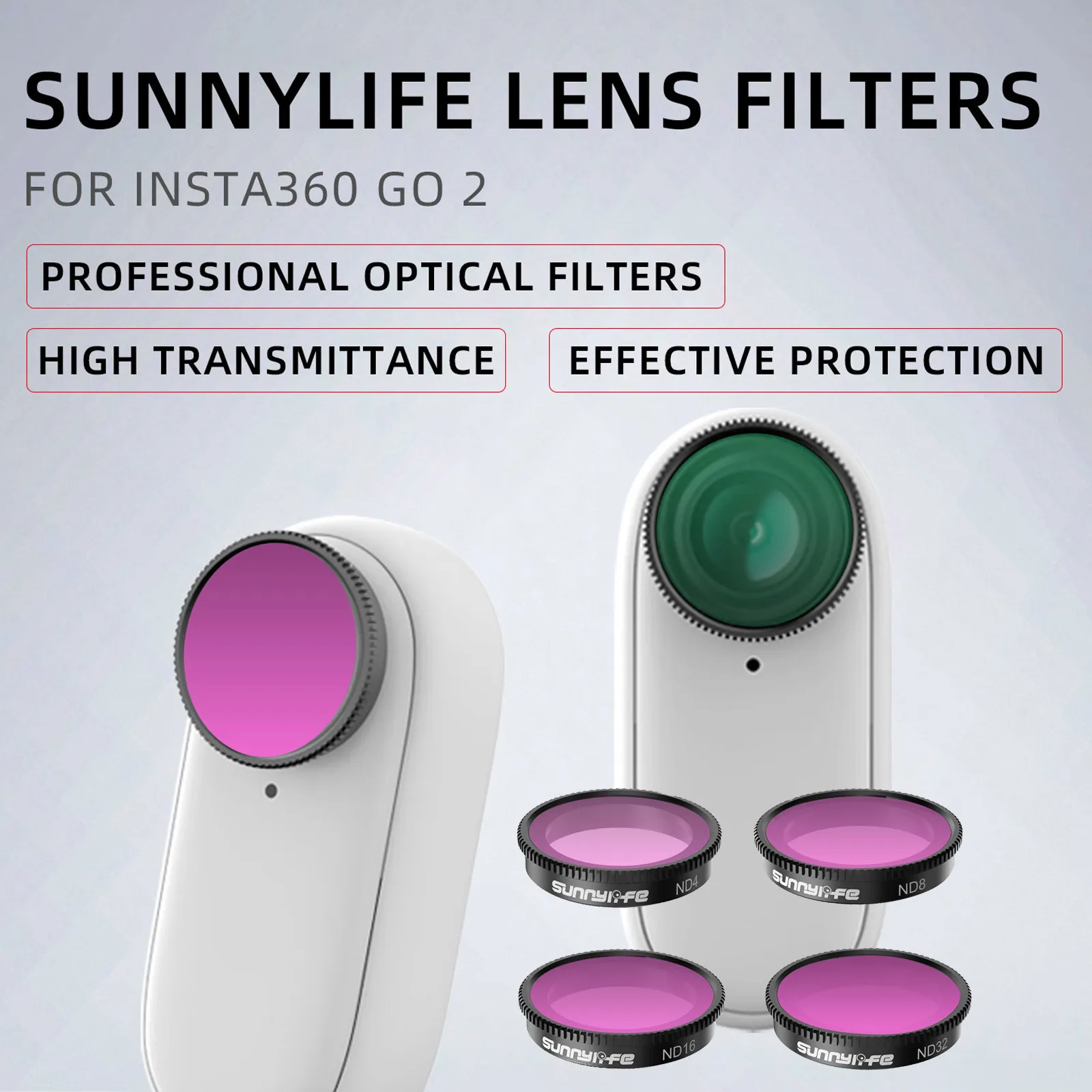 

1 Set Drone Sports Camera Filters Camera Filter Nd4 Nd8 Nd16 Nd32 Lens Filter For Insta 360 Go 2 Accessory Parts