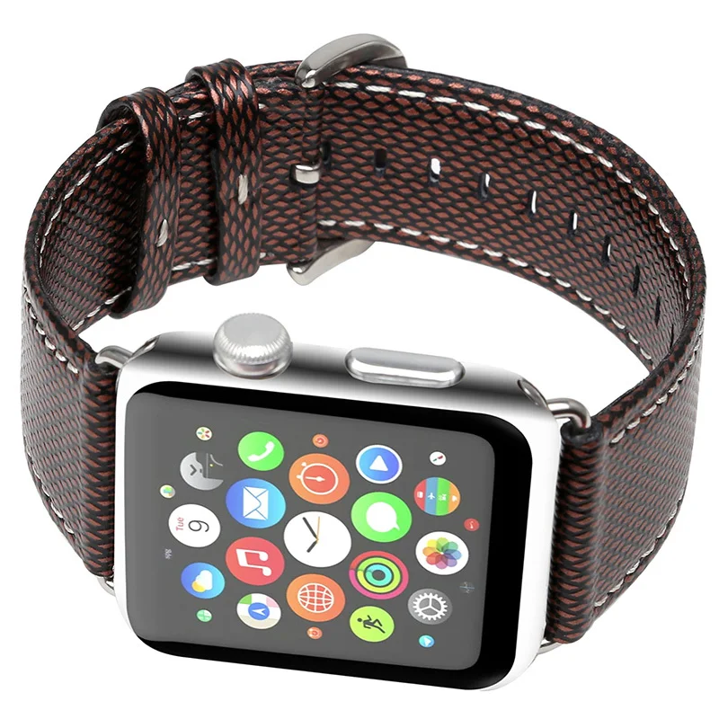 FOHUAS ремешок для Apple Watch из натуральной кожи 42 мм 38 мм браслет с ретро текстурой Crazy Horse для iWatch все версии коричневый
