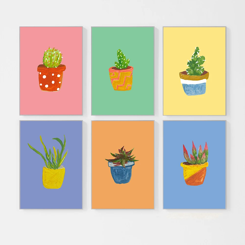 

Abstract Vintage Succulent Potted Plant Leaves Wall Art Canvas Painting Nordic Posters And Prints For Living Room Decor Pictures
