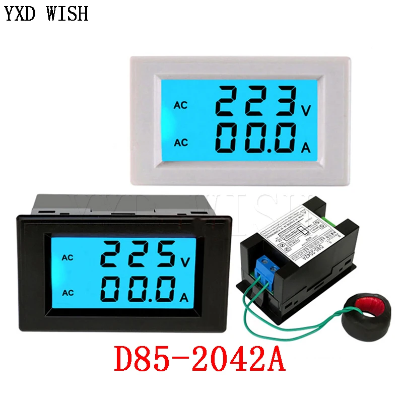 

D85-2042A Digital AC Voltage Meter 100A 80~300V Voltmeter Ammeter Current Amps Volt Meter LCD Panel Monitor 110V 220V 380V