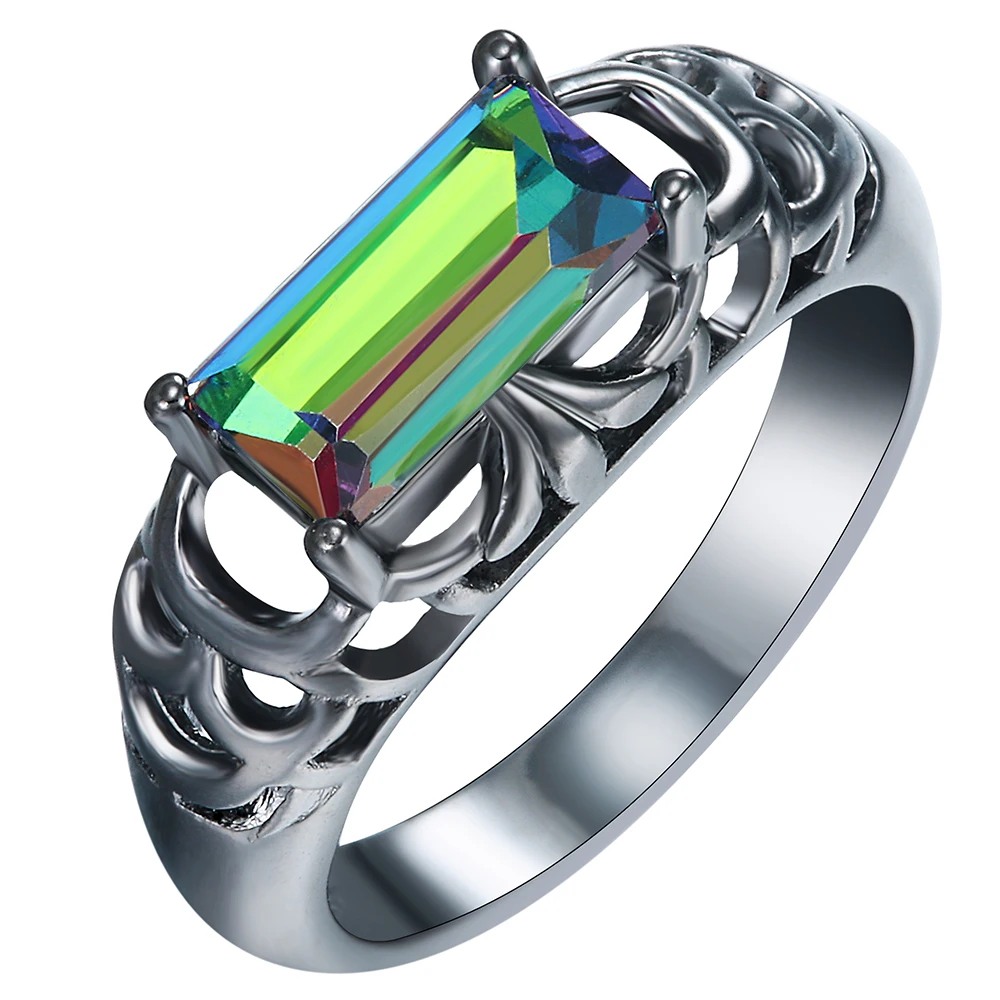 Hainon Elegant Hot Sale Promise Black Gold Color Rings Lady Colorful Fashion Jewelry Crystal Luxury Engagement Ring for women | Украшения и