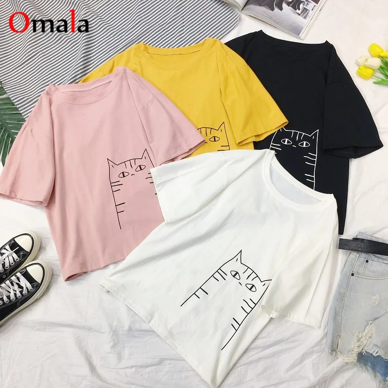 Футболка женская в Корейском стиле Милая футболка с графическим принтом