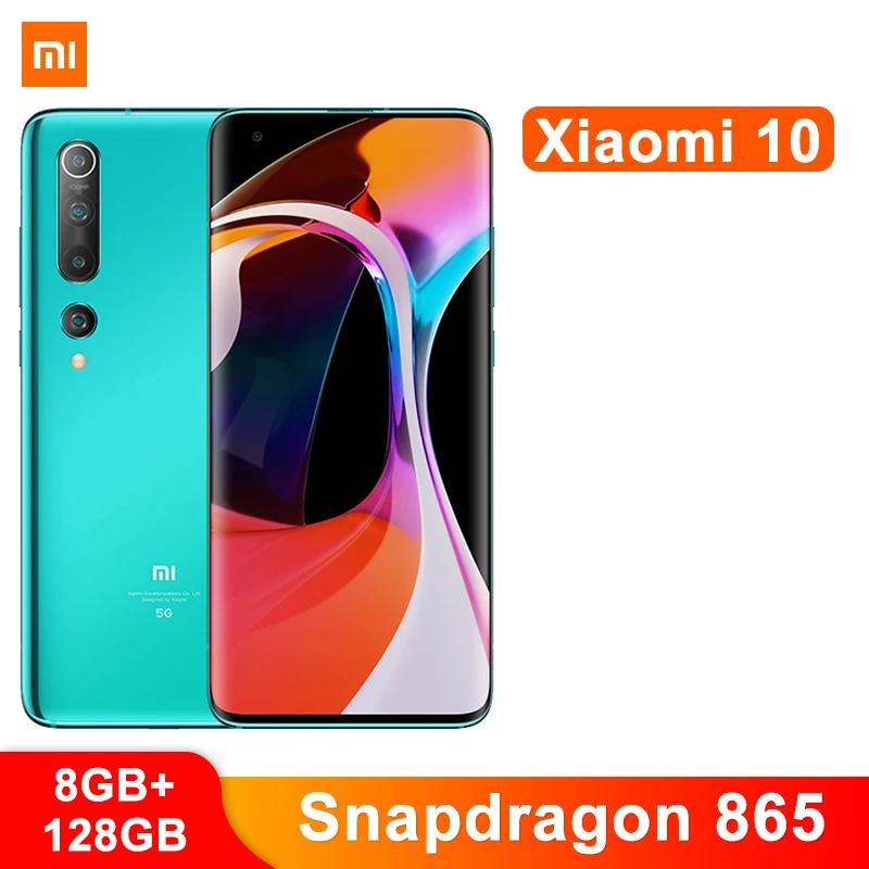 Смартфон Xiaomi Mi 10 Оригинальная версия 8 ГБ ОЗУ 128 Гб ПЗУ Snapgragon 865 Adreno 650 LPDDR5 WIFI 6 UFS 3