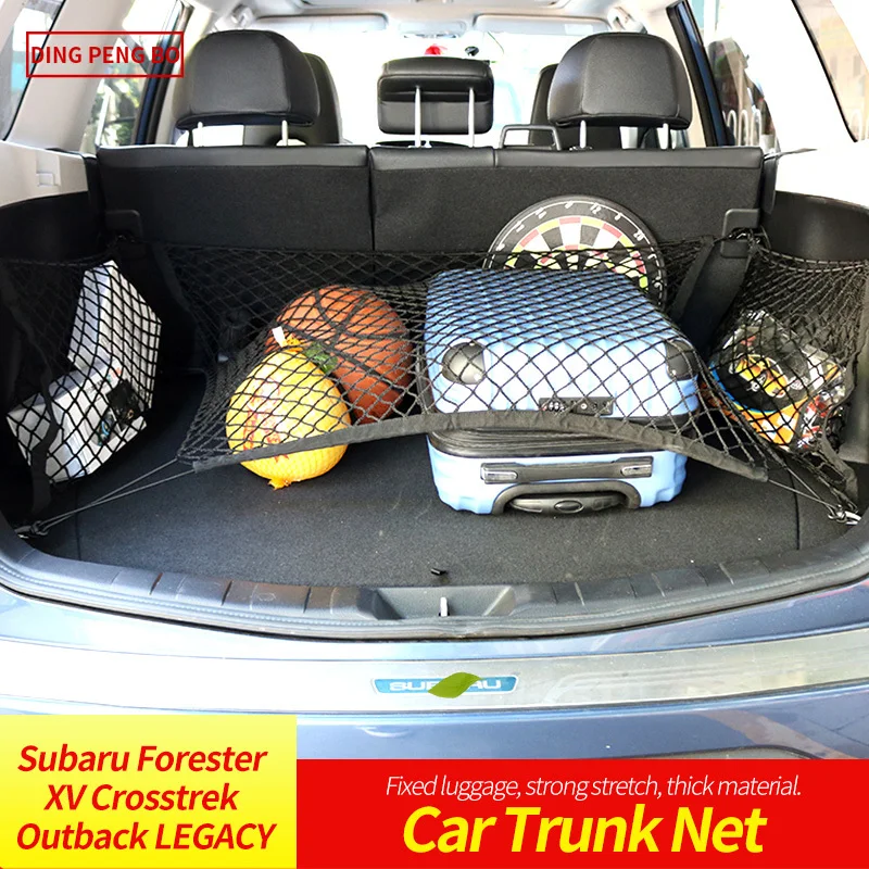

For Subaru Forester XV Crosstrek Outback Legacy Mesh In Trunk Car Net Fixed Elastic Cover Travel Cargo Sundries Organizer