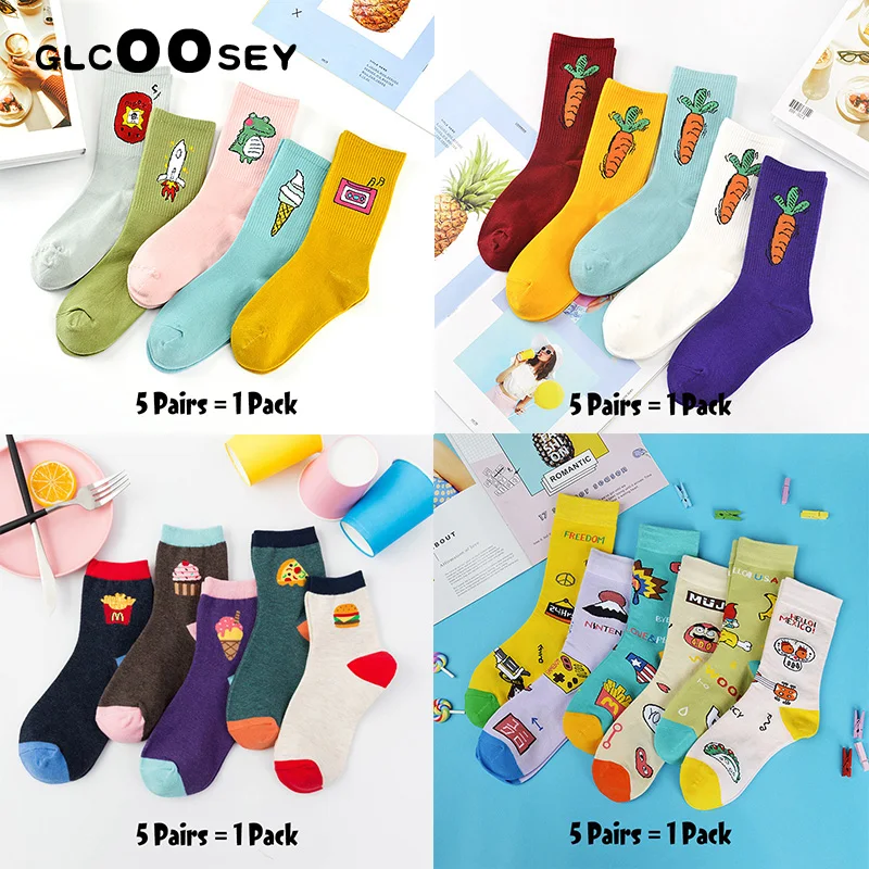 5 пар женских носков хлопковые носки с героями мультфильмов пара арт женский