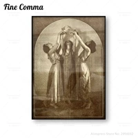 three witches vintage poster anqitue wall art canvas print women dancing wicca pagan sorceress priestess coven witchcraft seance