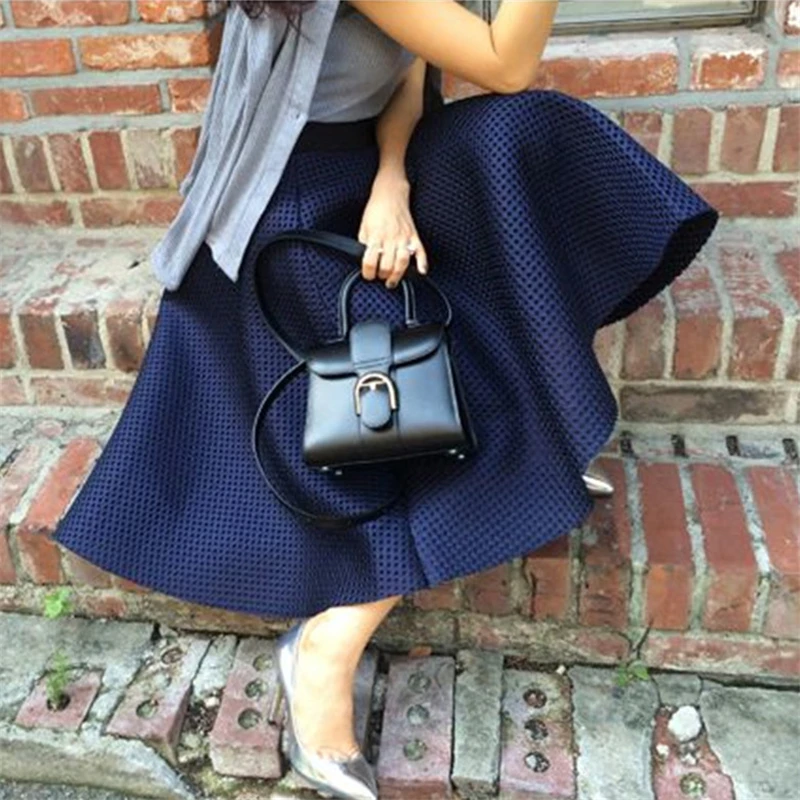 Женская винтажная юбка трапециевидной формы Тонкая ажурная с высокой талией в