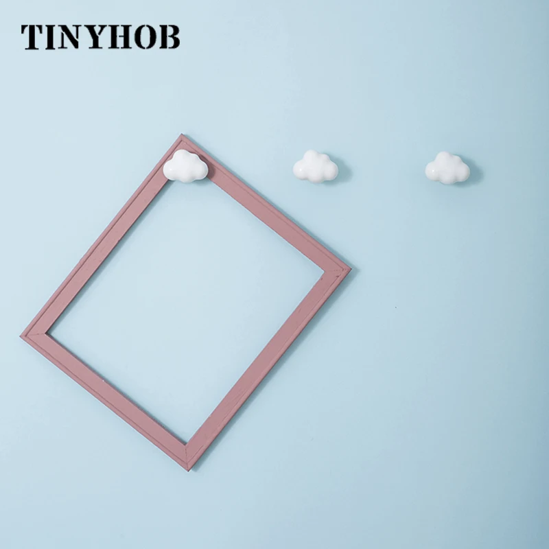 Дверная ручка для детского шкафа White Cloud крючок розовая керамическая и синие