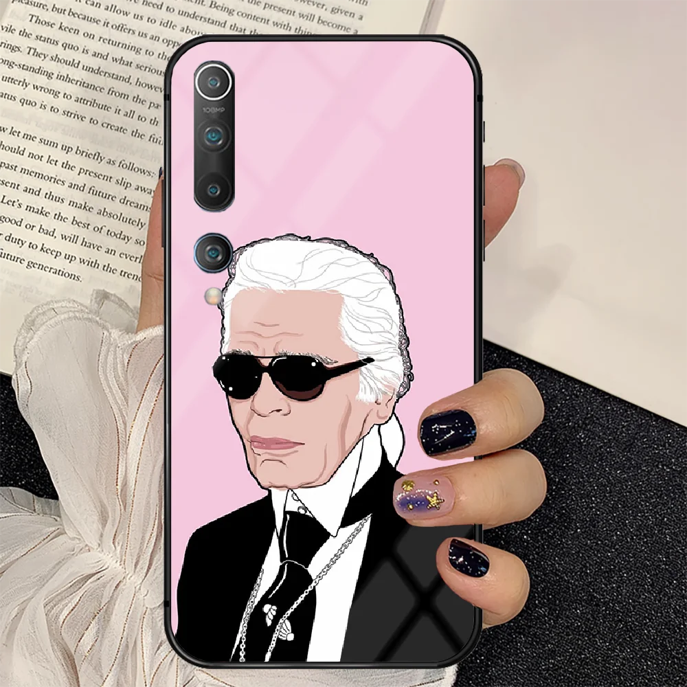 

fashion KARls Phone Tempered Glass Case Cover for Xiaomi Mi A F X POCO M Note 3 9 10 11 i T Pro Lite Pretty Phone case Black