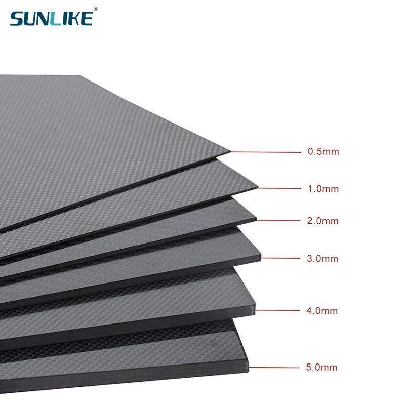 Placa de fibra de carbono 3K, 300x165MM, espesor de la hoja del Panel, 0,5mm, 1mm, 1,5mm, 2mm, 2,5mm, 3mm, 4mm, 5mm, adecuado para modelo RC