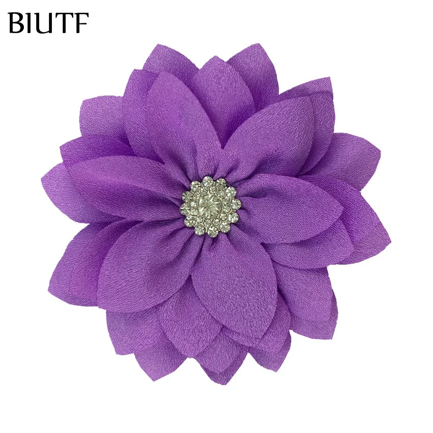 500 шт./лот оптовая продажа 9 см многослойный тканевый цветок со стразами высокие