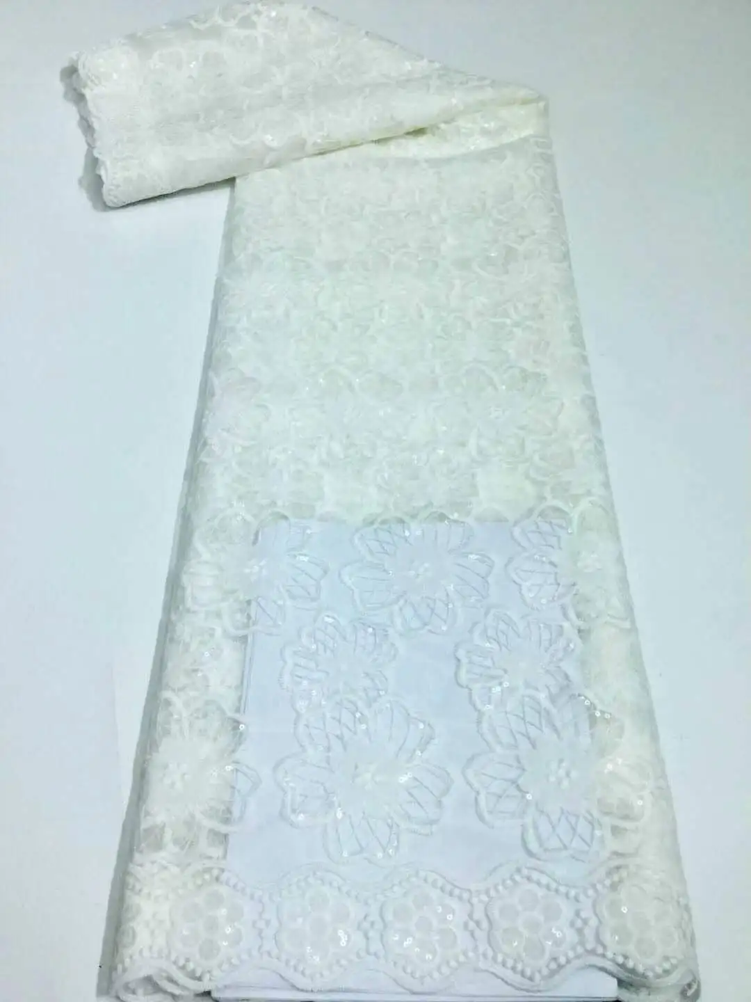 

African Lace Fabric 2021 green High Quality Lace Sequins French Net Lace Tulle Mesh Fabrics Pure White 3D Lace Wedding Fabrics