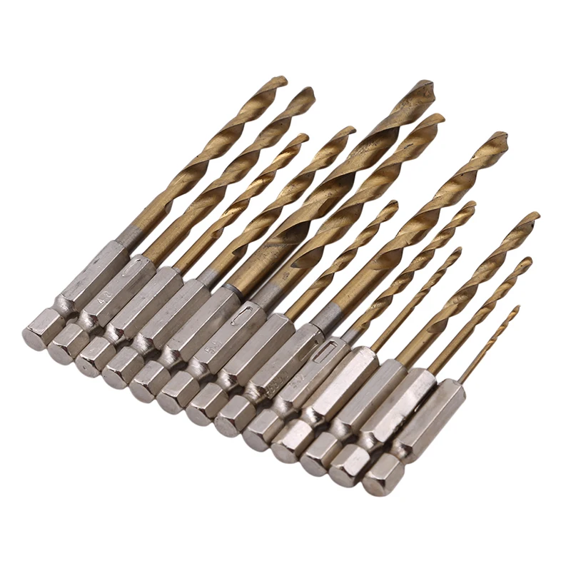 

High Speed Steel Twist Drill Hexagon Screw Bit Wind Batch Twist Drill Titanium Coating Bit Set Woodworking Metal Plastic Tool