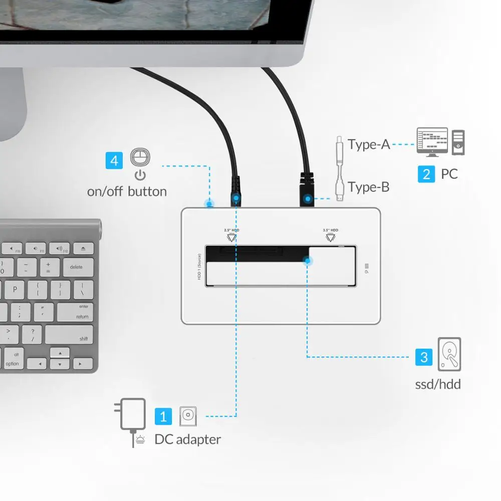 Чехол для жесткого диска ORICO 2,5 3,5 '', док-станция для жесткого диска SATA-USB 3,0, корпус для жесткого диска с поддержкой UASP, алюминиевый чехол для жесткого диска, без инструментов, SSD