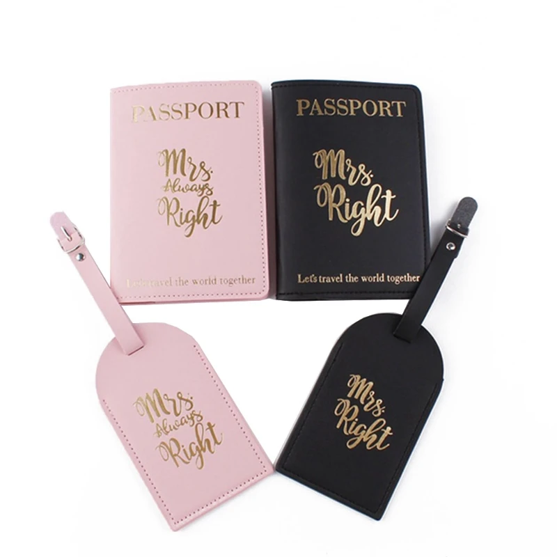 

Portable Mrs Passport Covers Luggage Tags Gift Set for Couples Honeymoon Travel Card Protector