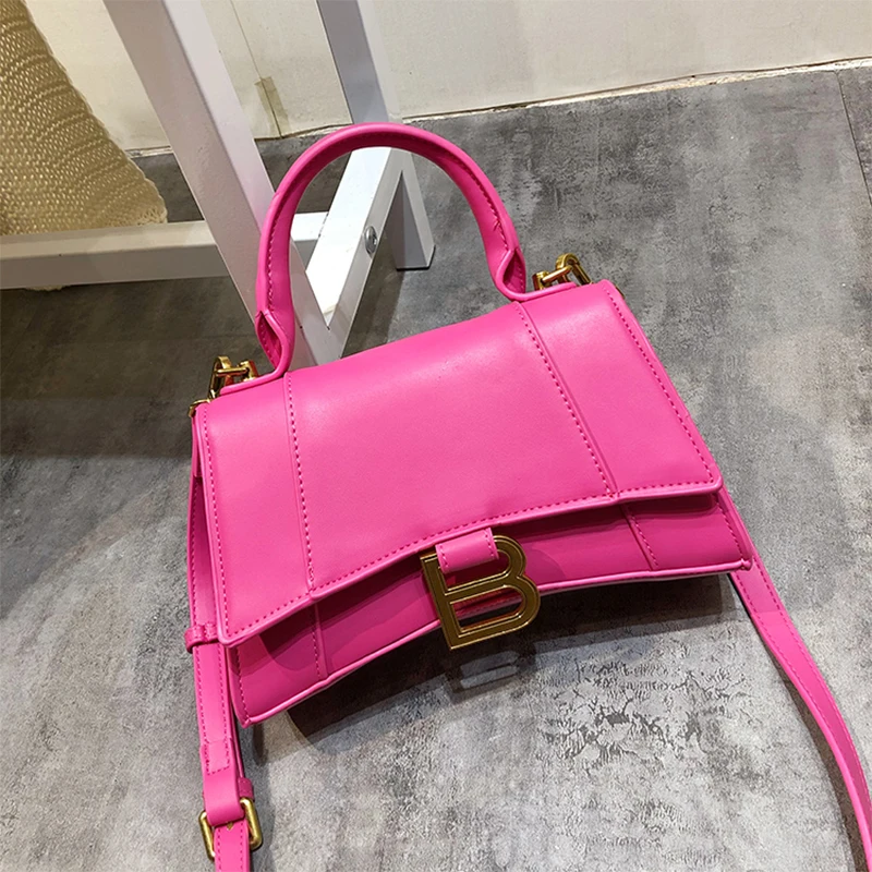 

Women Leather Handbag Hourglass Bag Slung Packet New Internet Celebrity Same Paragraph Simple Temperament Shoulder Bag